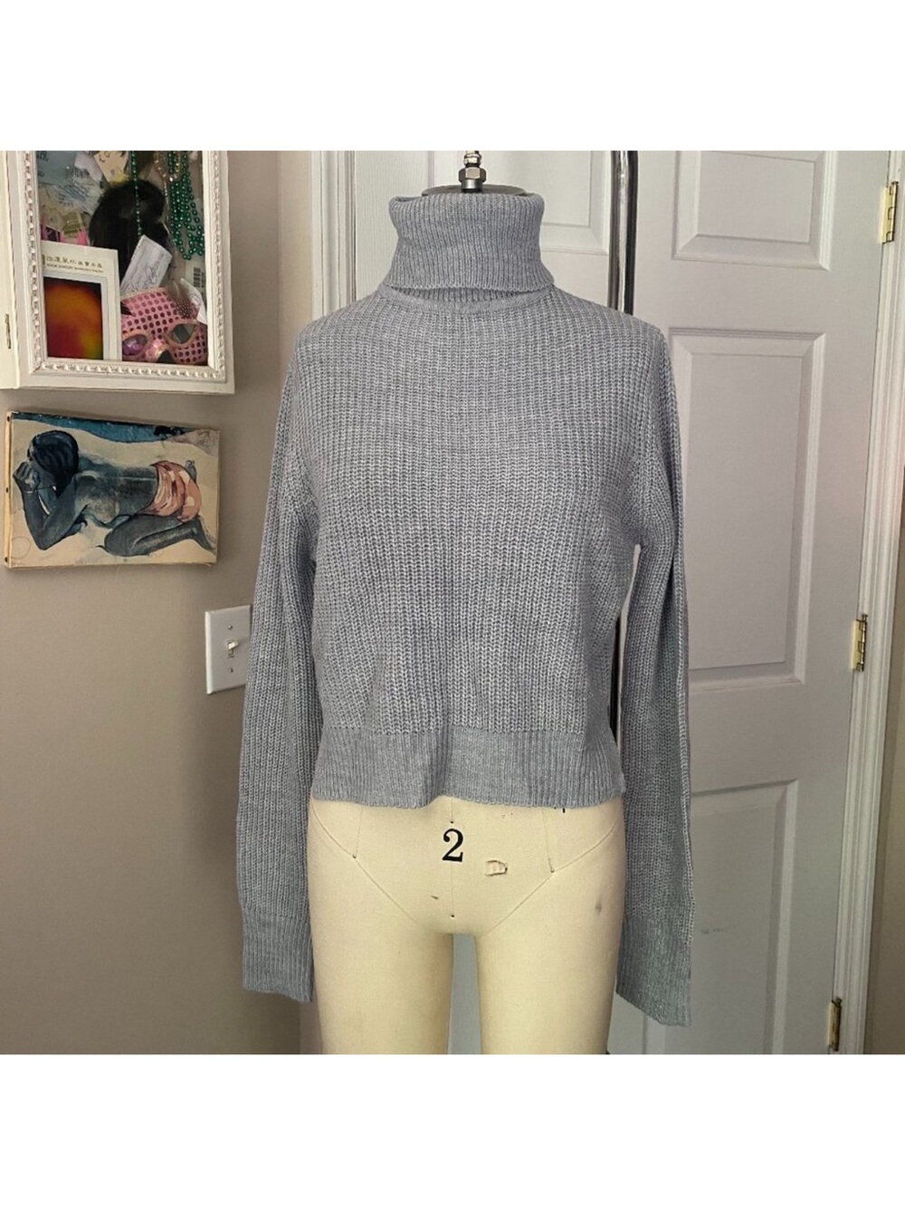 UK2LA Ribbed Turtleneck Cropped Sweater